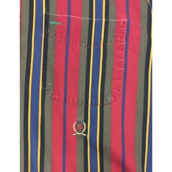 Vintage Tommy Hilfiger Red/Striped Long Sleeve Button Up Shirt Size Medium - Picture 4 of 7